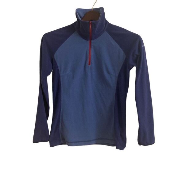 Columbia Blue Colorblock Quarter Zip Pullover Fleece Jacket Small - Picture 1 of 4